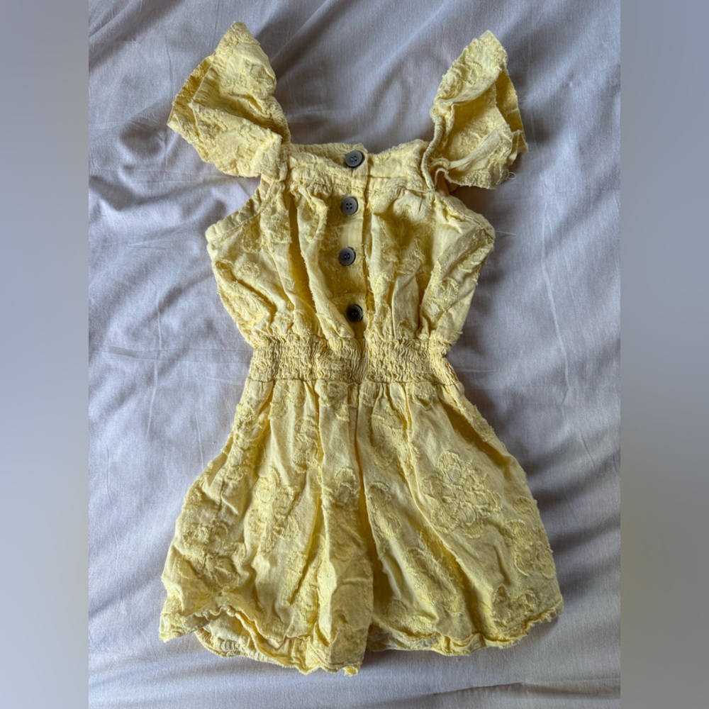 Yellow Toddler Button Romper